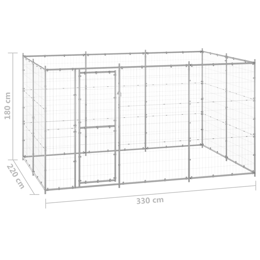 Outdoor Dog Kennel Galvanised Steel 7.26 m²