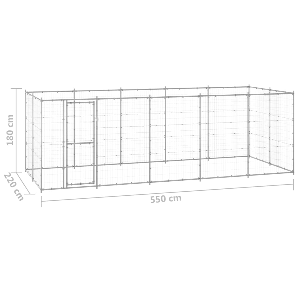 Outdoor Dog Kennel Galvanised Steel 12.1 m²