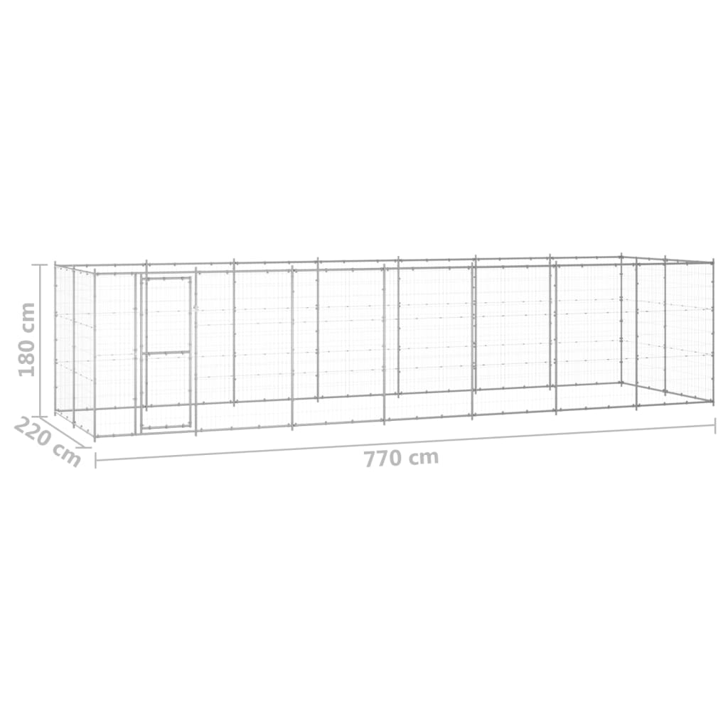 Outdoor Dog Kennel Galvanised Steel 16.94 m²