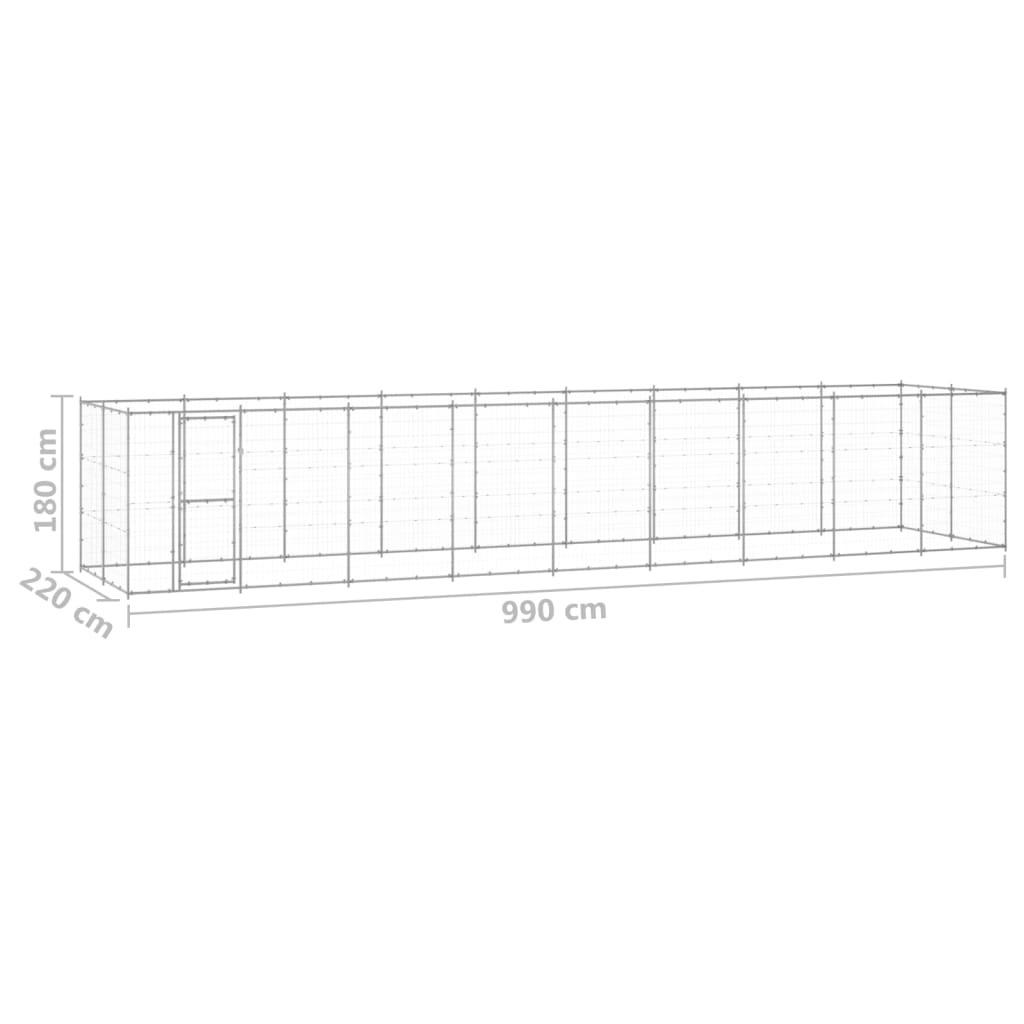 Outdoor Dog Kennel Galvanised Steel 21.78 m²