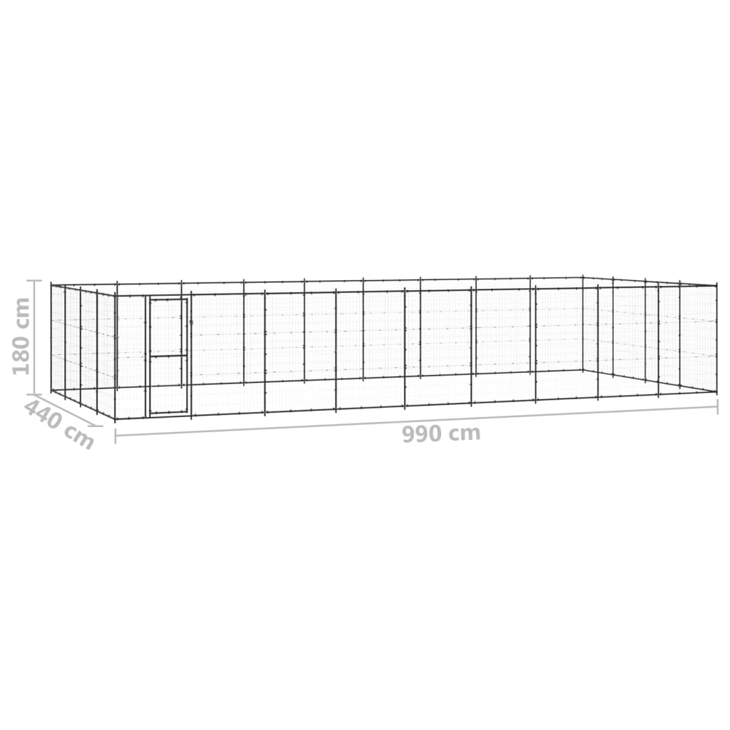 Outdoor Dog Kennel Steel 43.56 m²