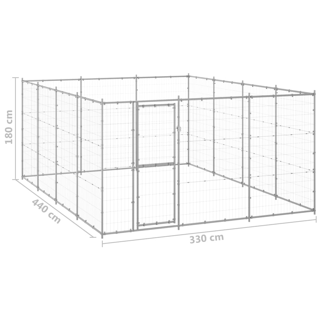 Outdoor Dog Kennel Galvanised Steel 14.52 m²