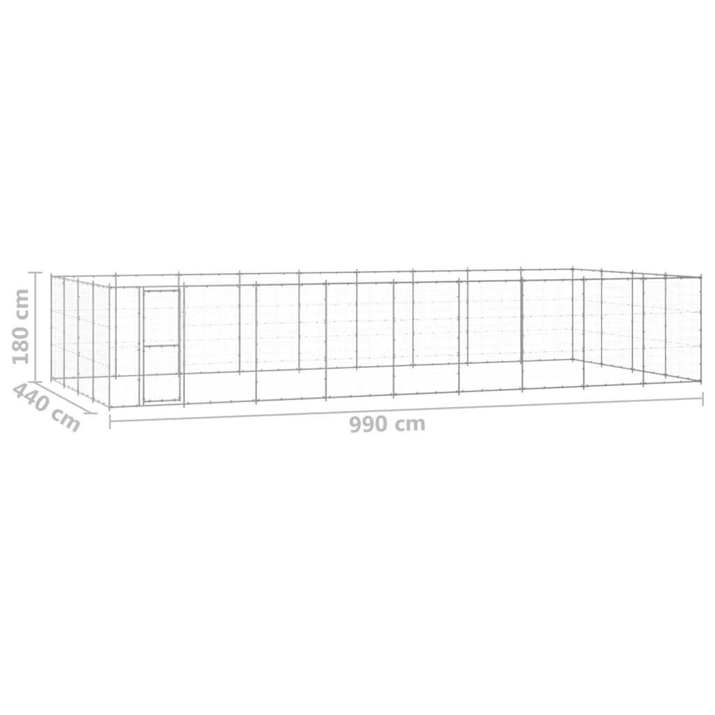 Outdoor Dog Kennel Galvanised Steel 43.56 m²