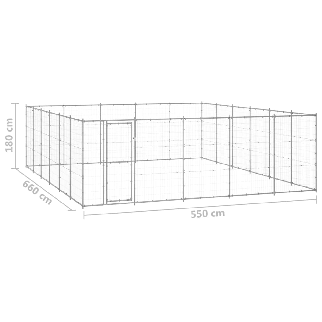 Outdoor Dog Kennel Galvanised Steel 36.3 m²