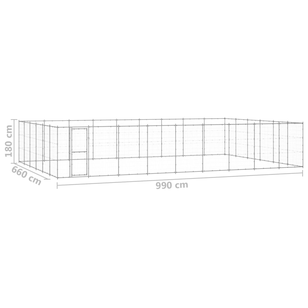 Outdoor Dog Kennel Galvanised Steel 65.34 m²