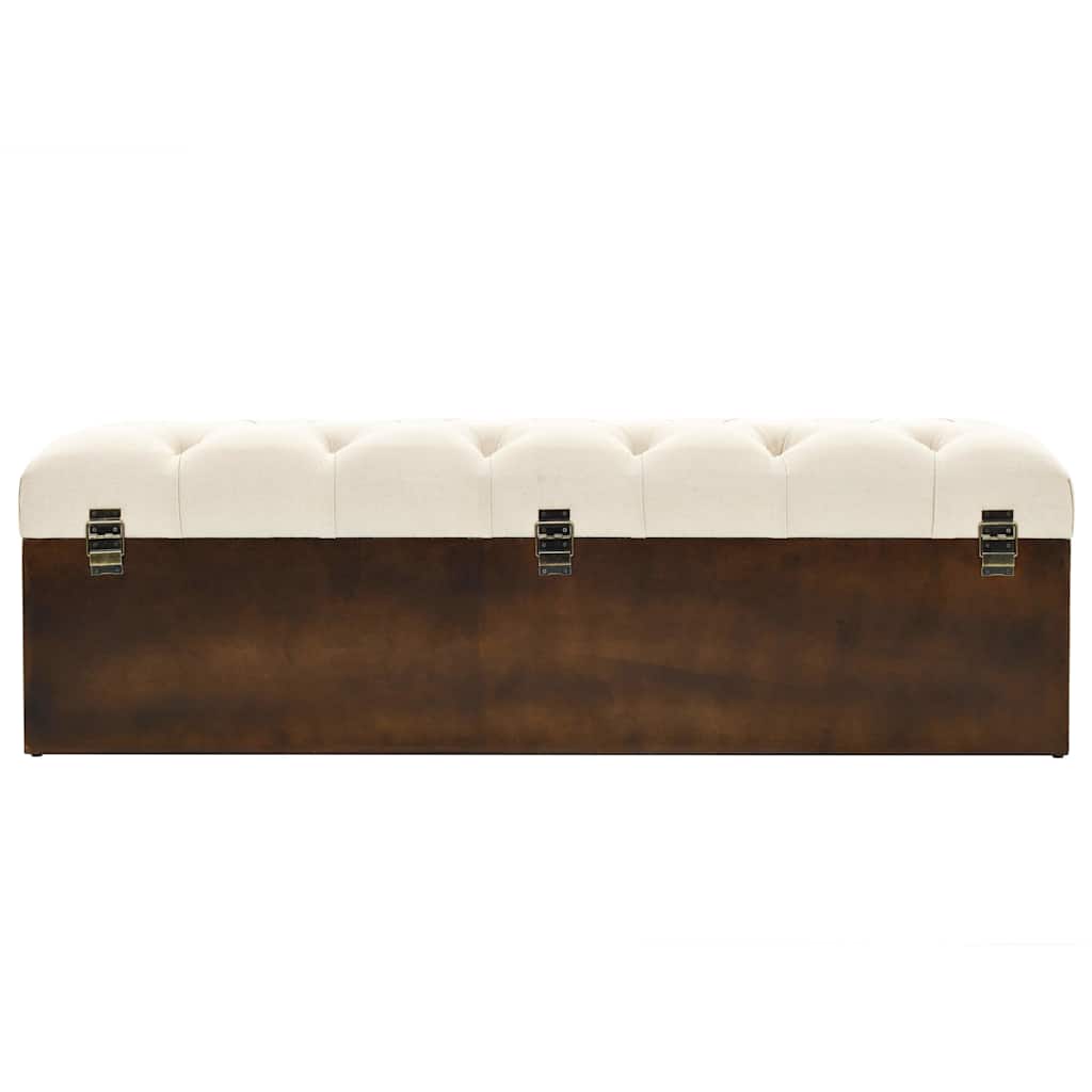 Storage Bench 110 cm Cream Solid Firwood and Fabric