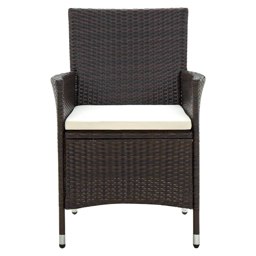 Garden Chairs with Cushions 2 pcs Poly Rattan Brown