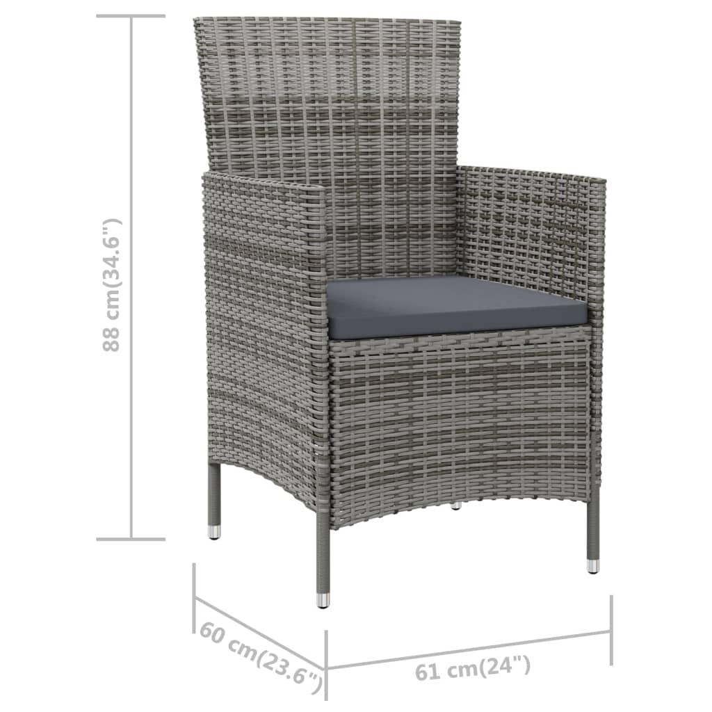 Garden Chairs with Cushions 2 pcs Poly Rattan Grey