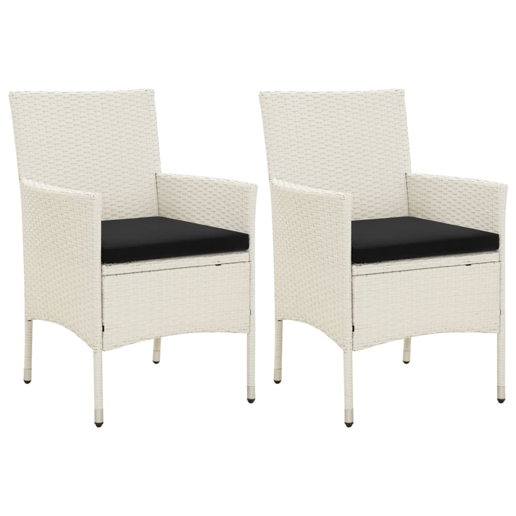 Garden Chairs with Cushions 2 pcs Poly Rattan White