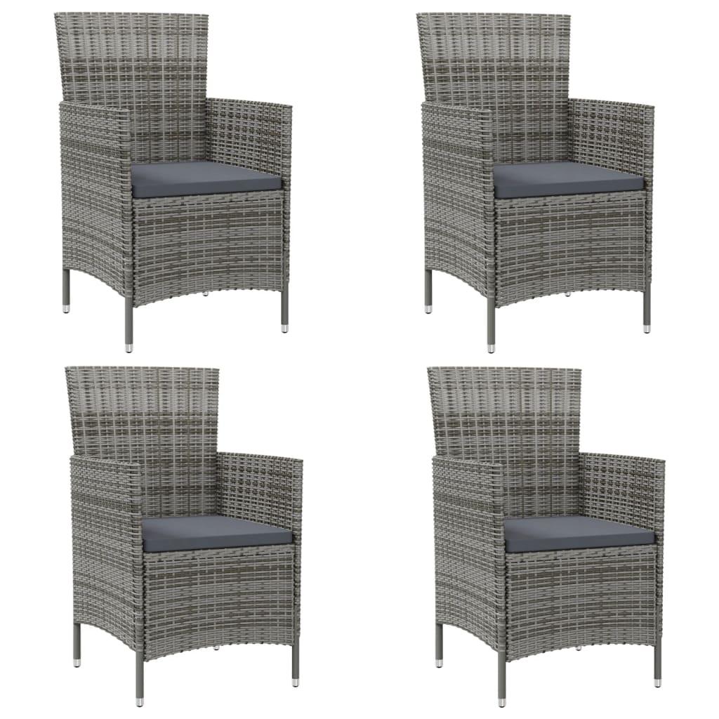 Garden Chairs with Cushions 4 pcs Poly Rattan Grey