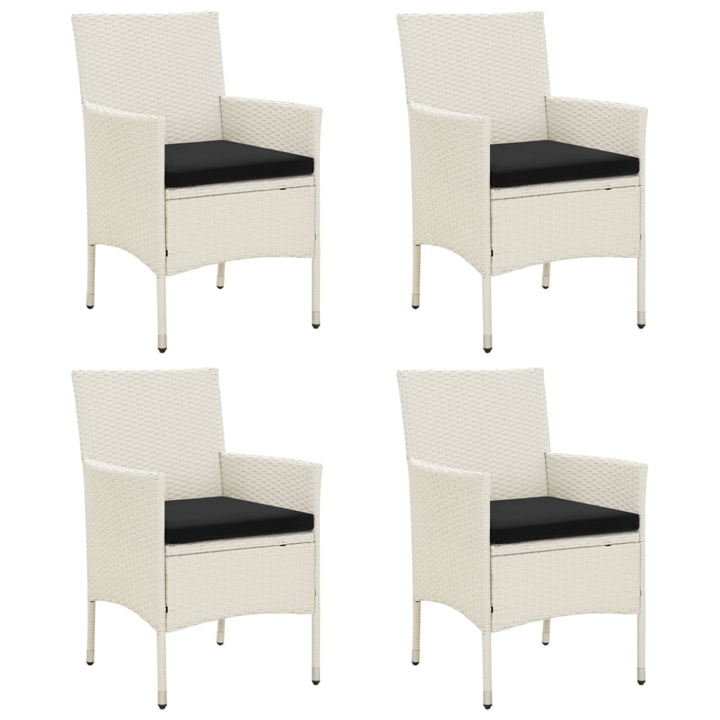 Garden Chairs with Cushions 4 pcs Poly Rattan White
