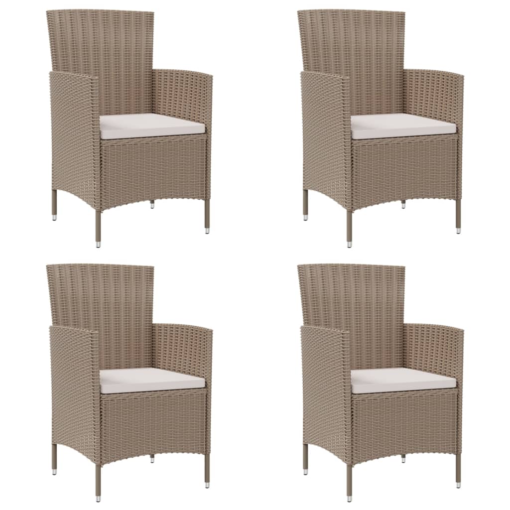 Garden Chairs with Cushions 4 pcs Poly Rattan Beige