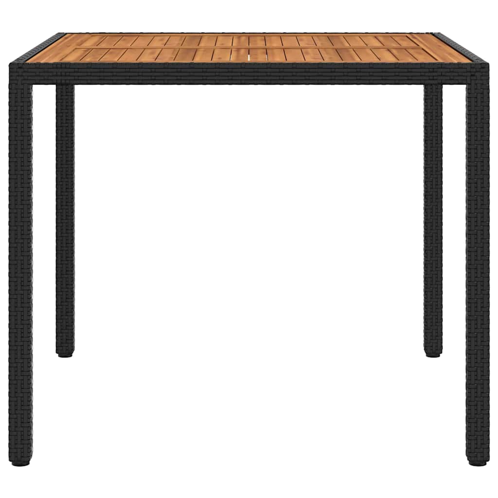 Garden Table 90x90x75 cm Poly Rattan and Acacia Wood Black