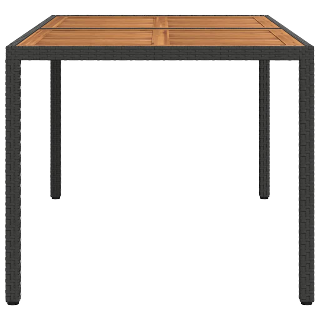Garden Table 150x90x75 cm Poly Rattan and Acacia Wood Black