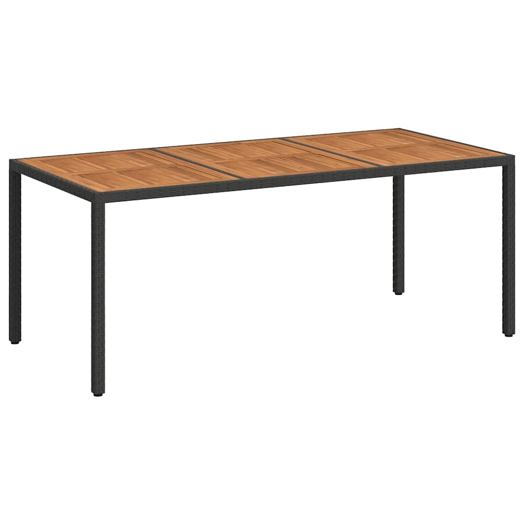 Garden Table 190x90x75 cm Poly Rattan and Acacia Wood Black