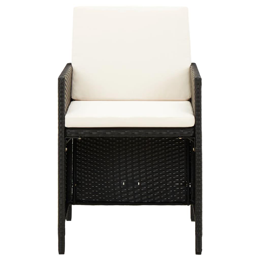 4 Piece Garden Chair and Stool Set Poly Rattan Black