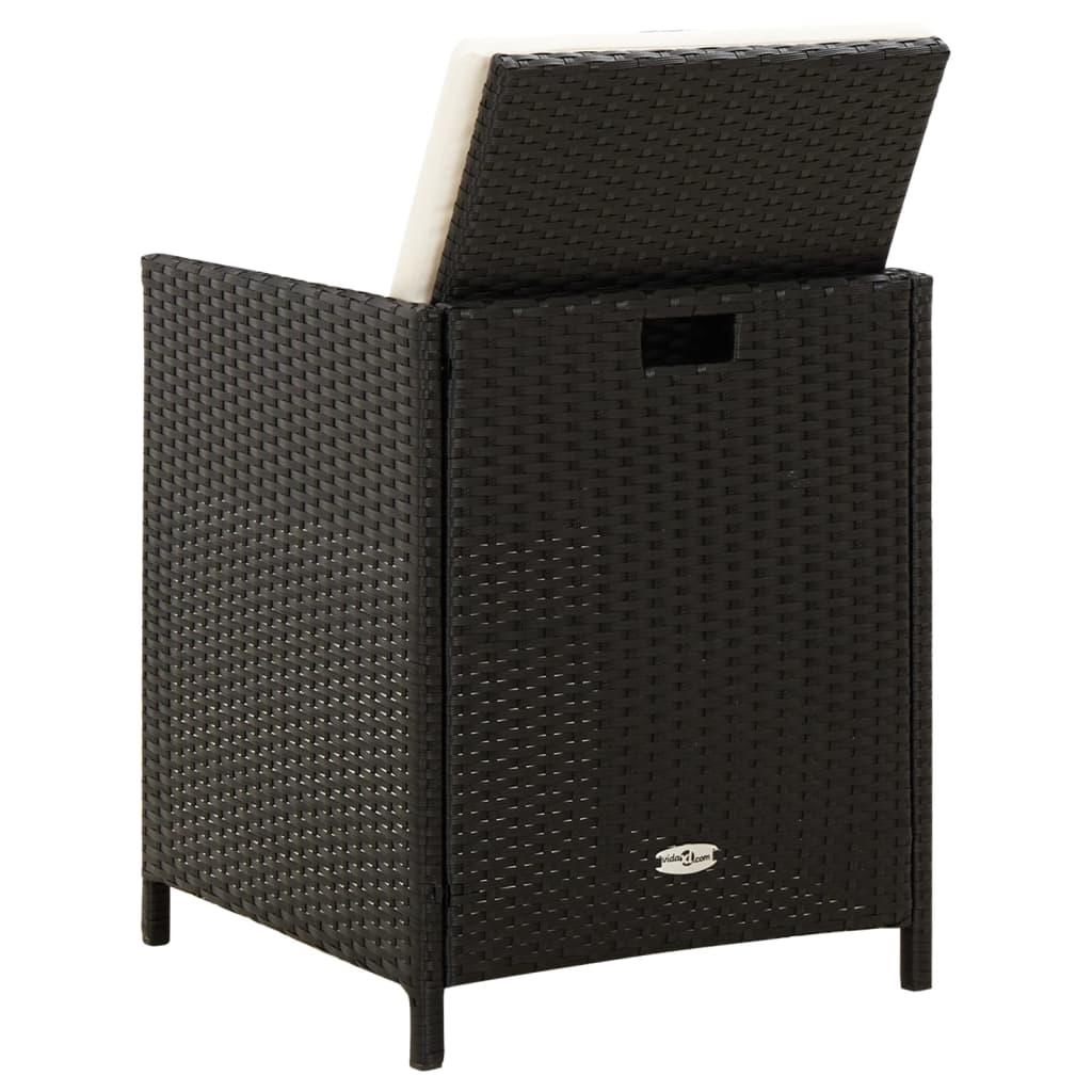 4 Piece Garden Chair and Stool Set Poly Rattan Black