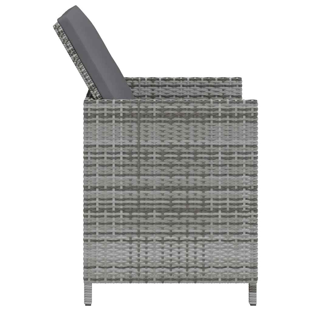 4 Piece Garden Chair and Stool Set Poly Rattan Grey