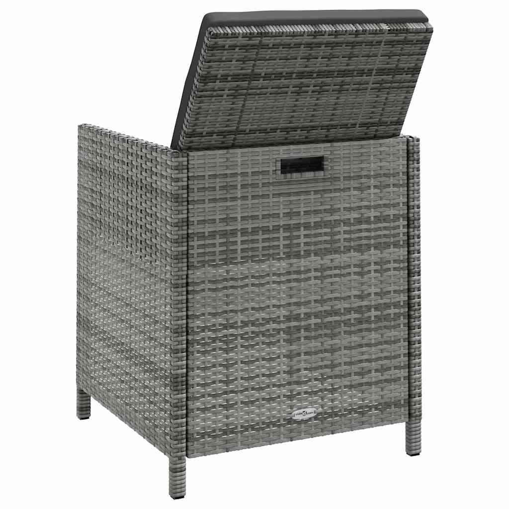 4 Piece Garden Chair and Stool Set Poly Rattan Grey