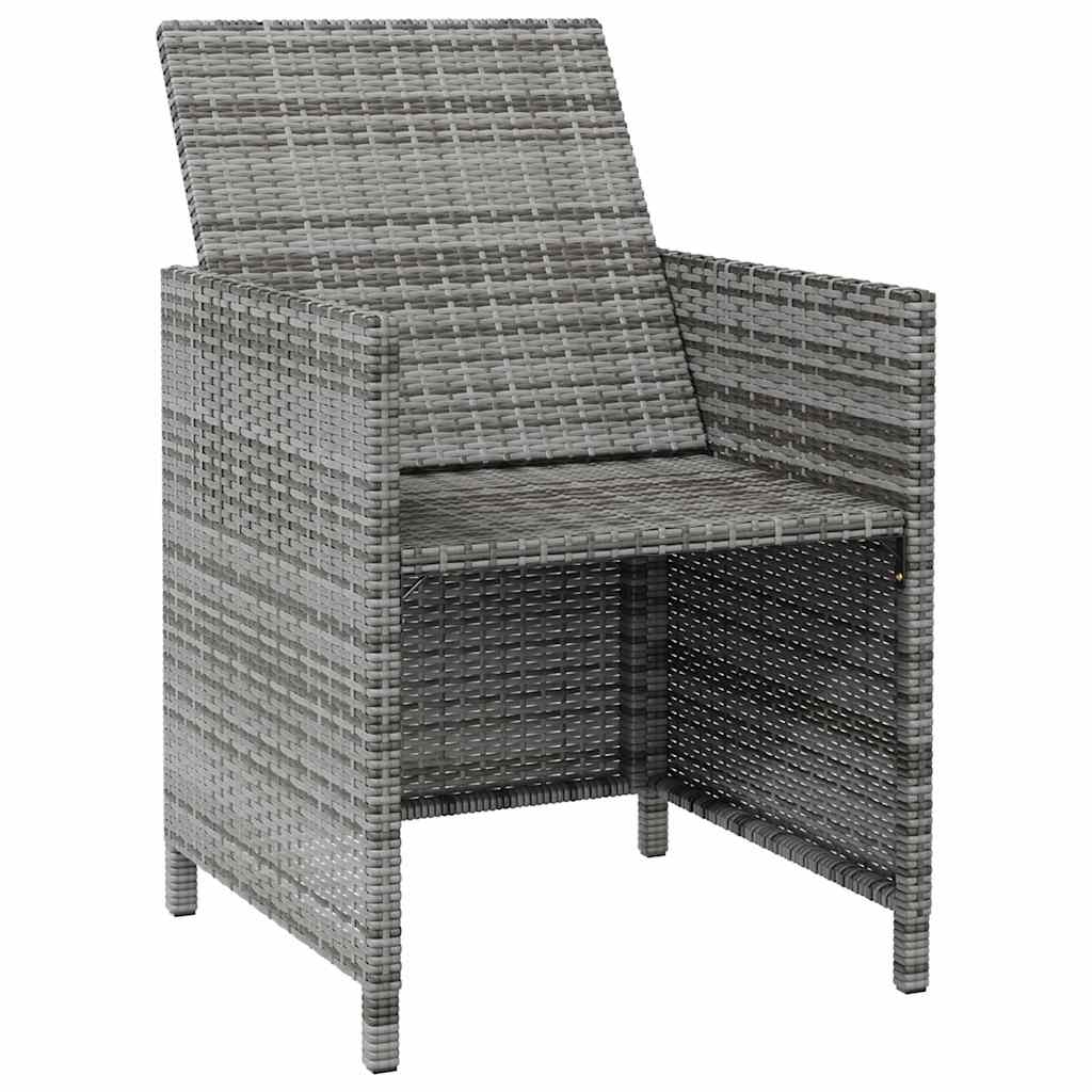 4 Piece Garden Chair and Stool Set Poly Rattan Grey