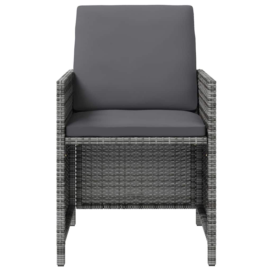 4 Piece Garden Chair and Stool Set Poly Rattan Grey