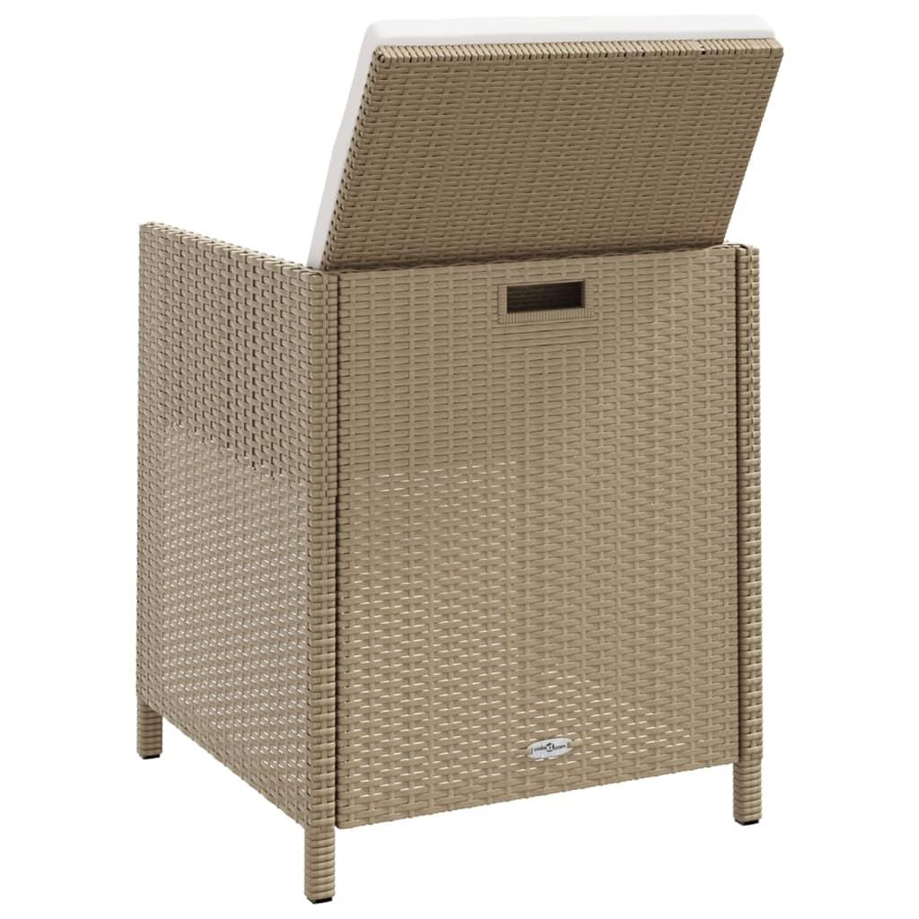 Garden Chairs with Cushions 4 pcs Poly Rattan Beige