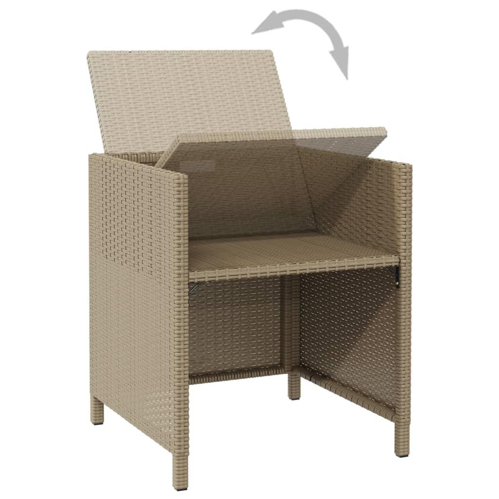 Garden Chairs with Cushions 4 pcs Poly Rattan Beige