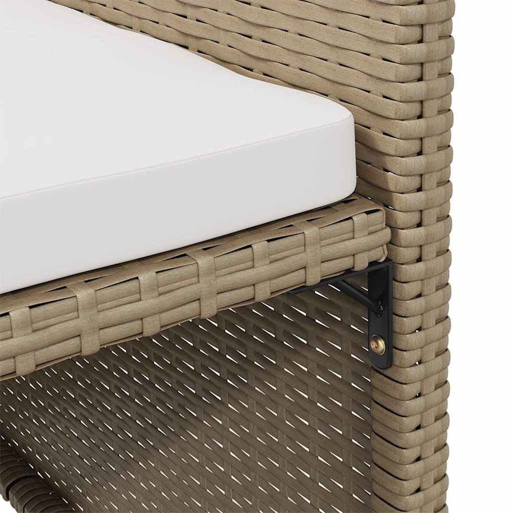 Garden Chairs with Stools 2 pcs Poly Rattan Beige