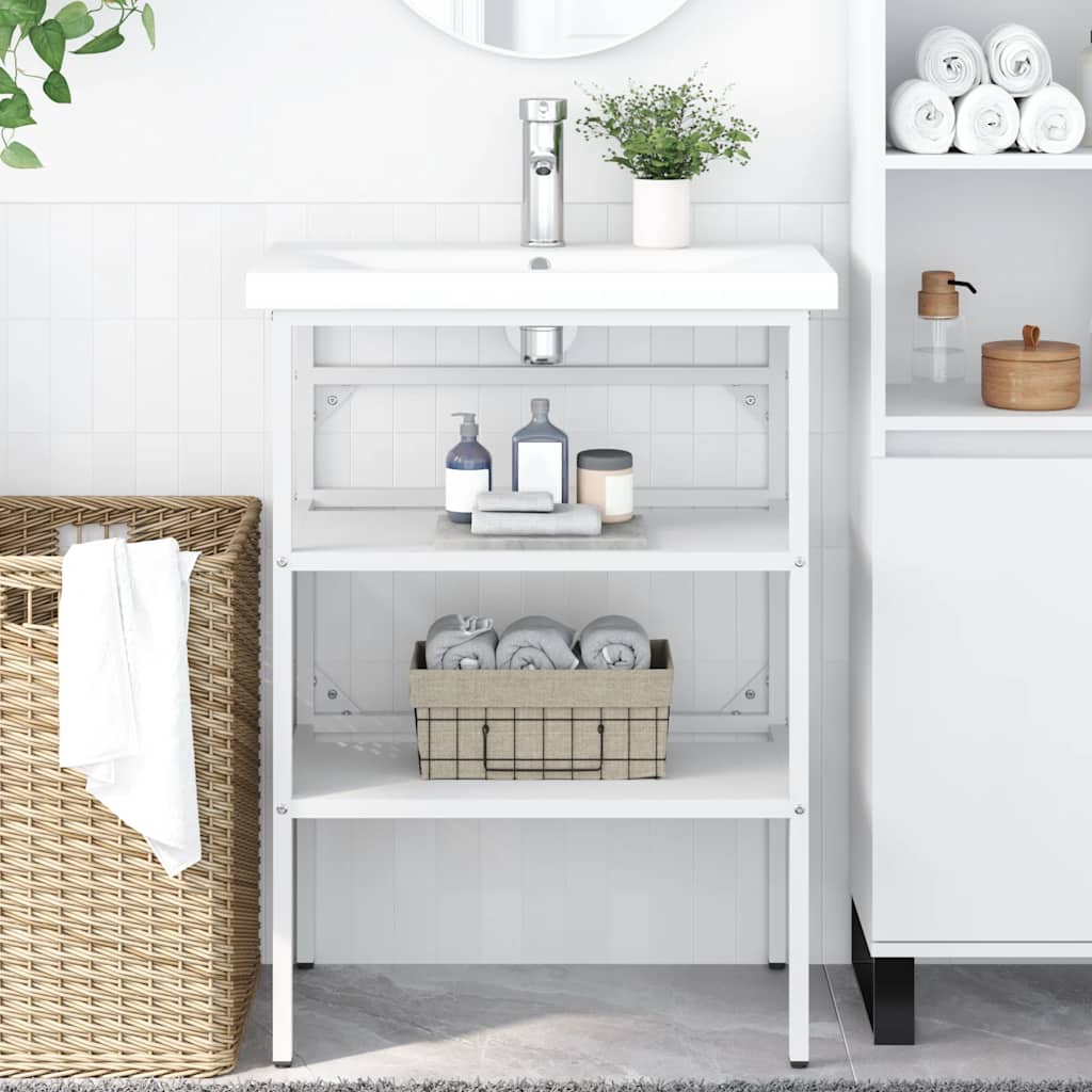 Bathroom Washbasin Frame White 59x38x83 cm Iron