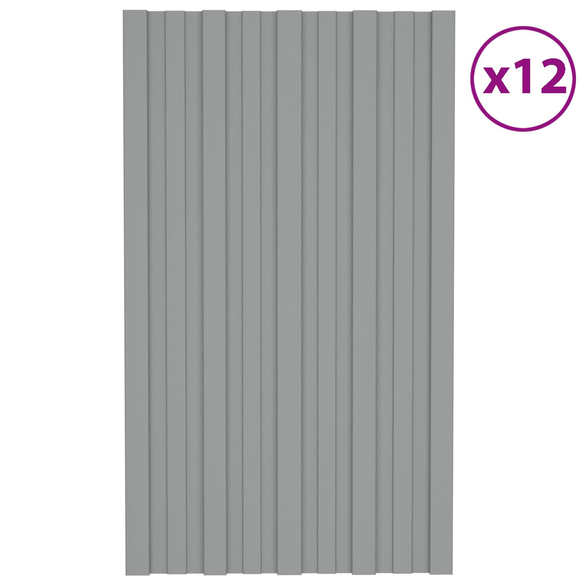 Roof Panel 12 pcs Grey 80 x 45 cm Galvanised steel