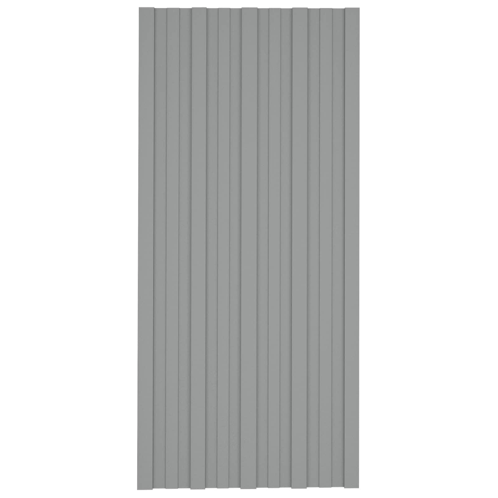 Roof Panel 12 pcs Grey 100 x 45 cm Galvanised steel