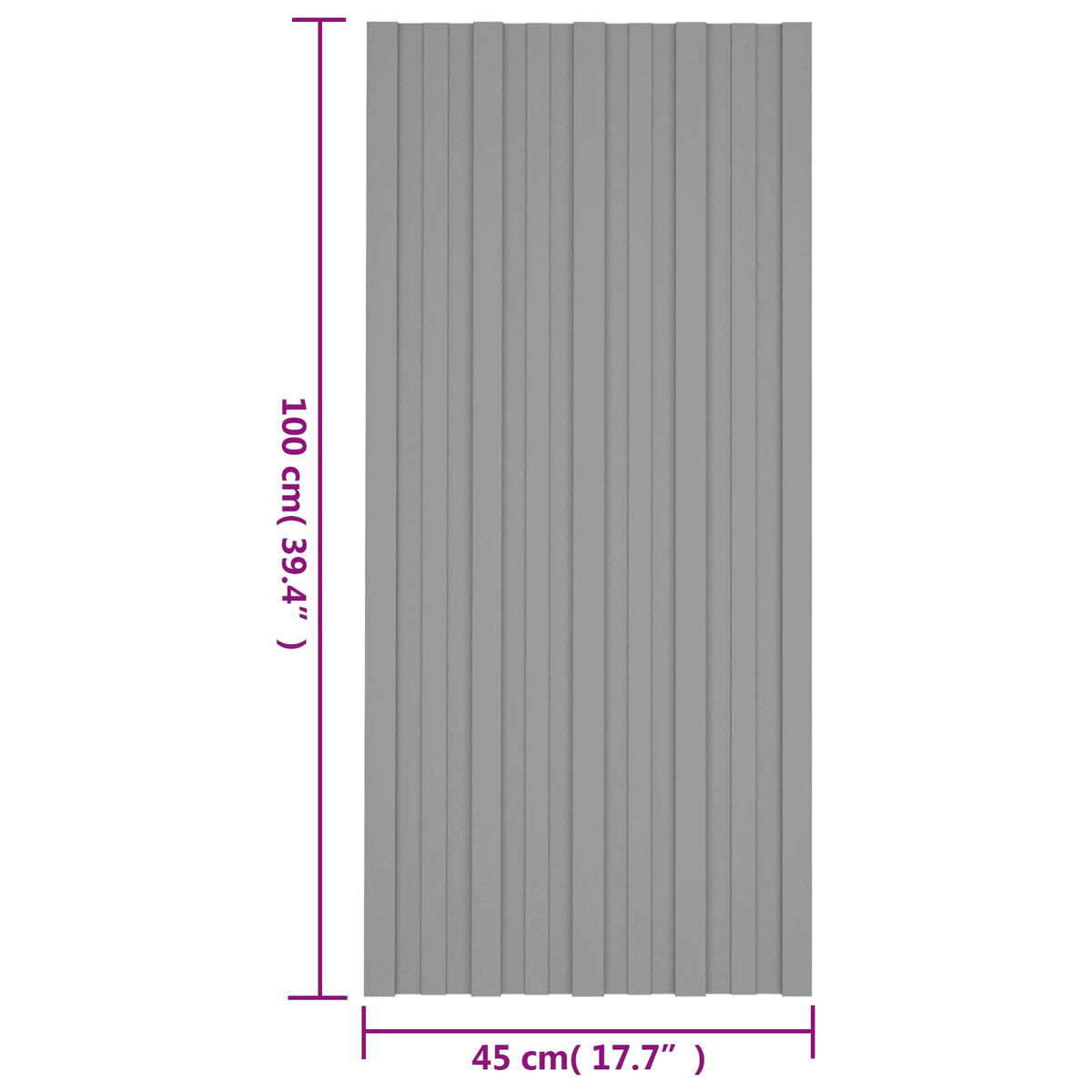 Roof Panel 12 pcs Grey 100 x 45 cm Galvanised steel