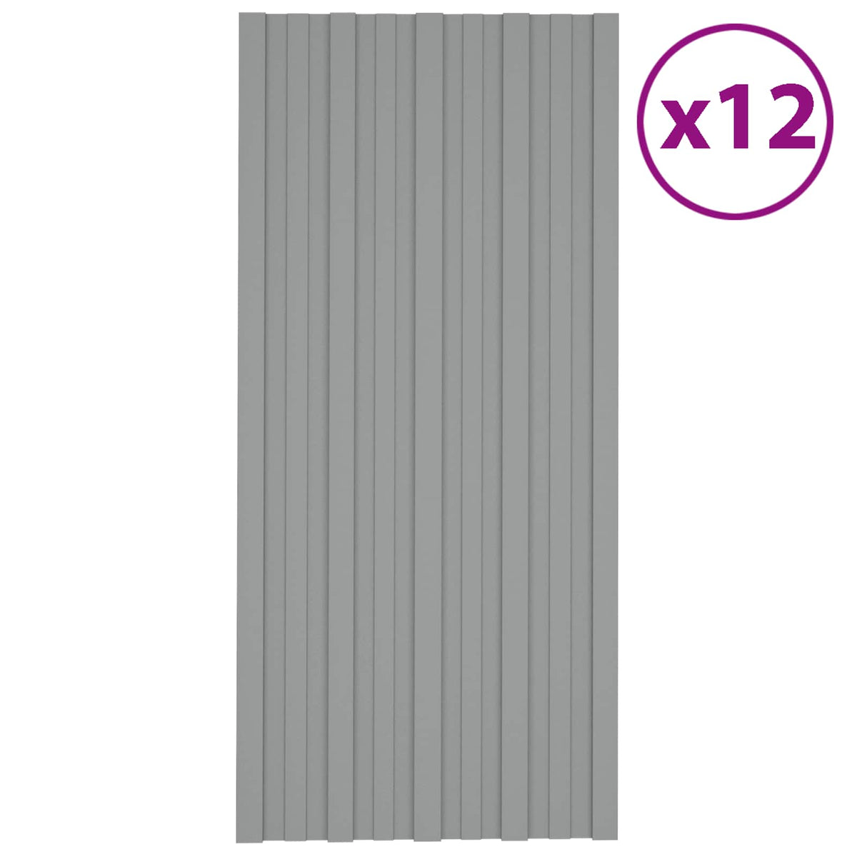 Roof Panel 12 pcs Grey 100 x 45 cm Galvanised steel