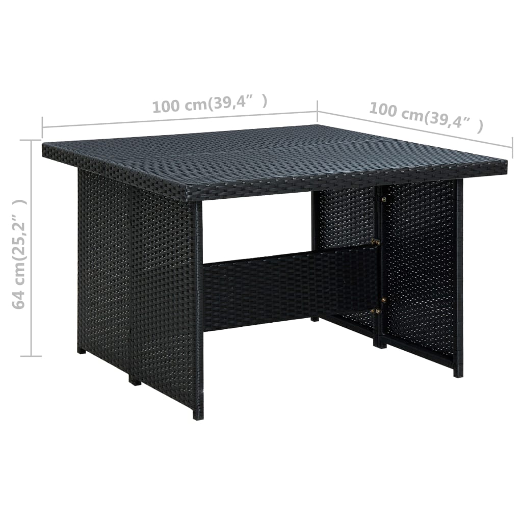 6 Piece Garden Lounge Set with Cushions Poly Rattan Black