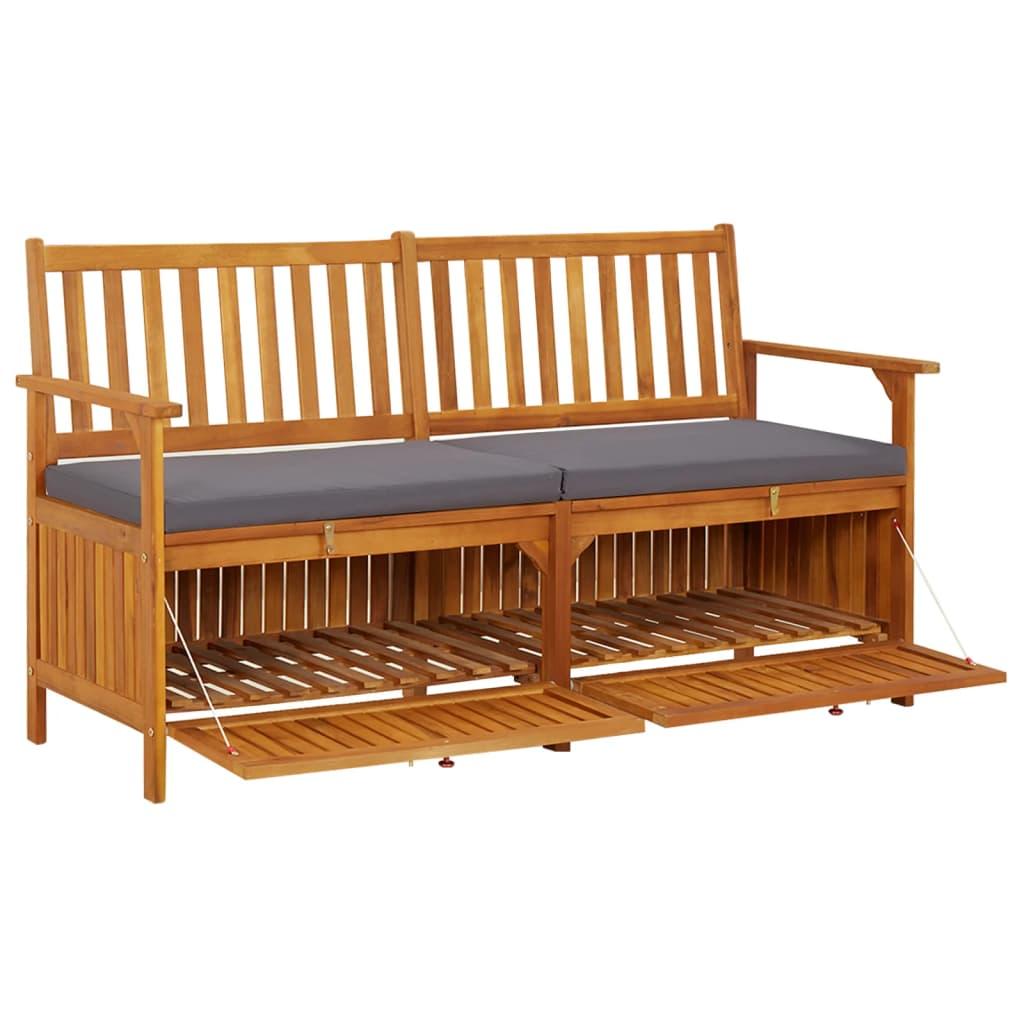 Storage Bench with Cushion 148 cm Solid Wood Acacia