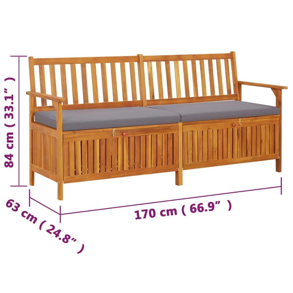 Storage Bench with Cushion 170 cm Solid Wood Acacia