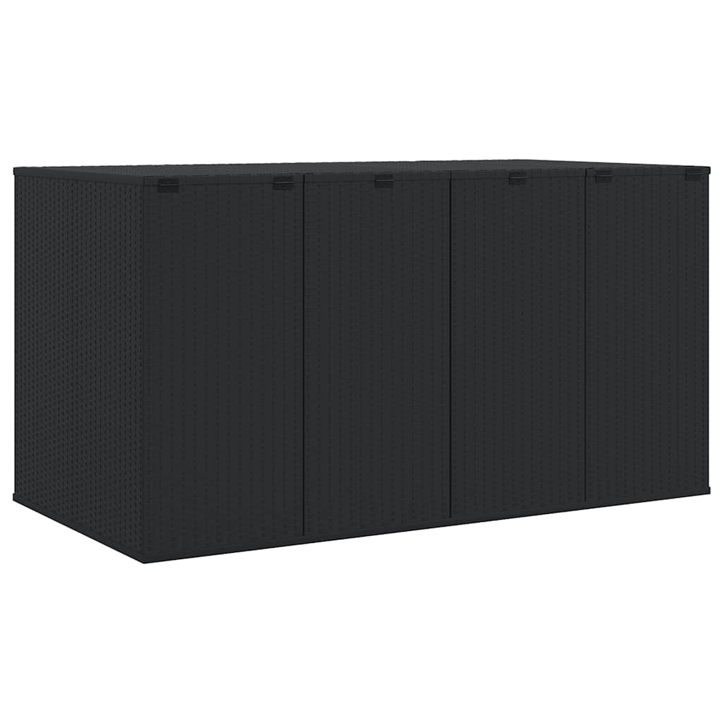 Garden Cushion Box PE Rattan 194x100x103 cm Black