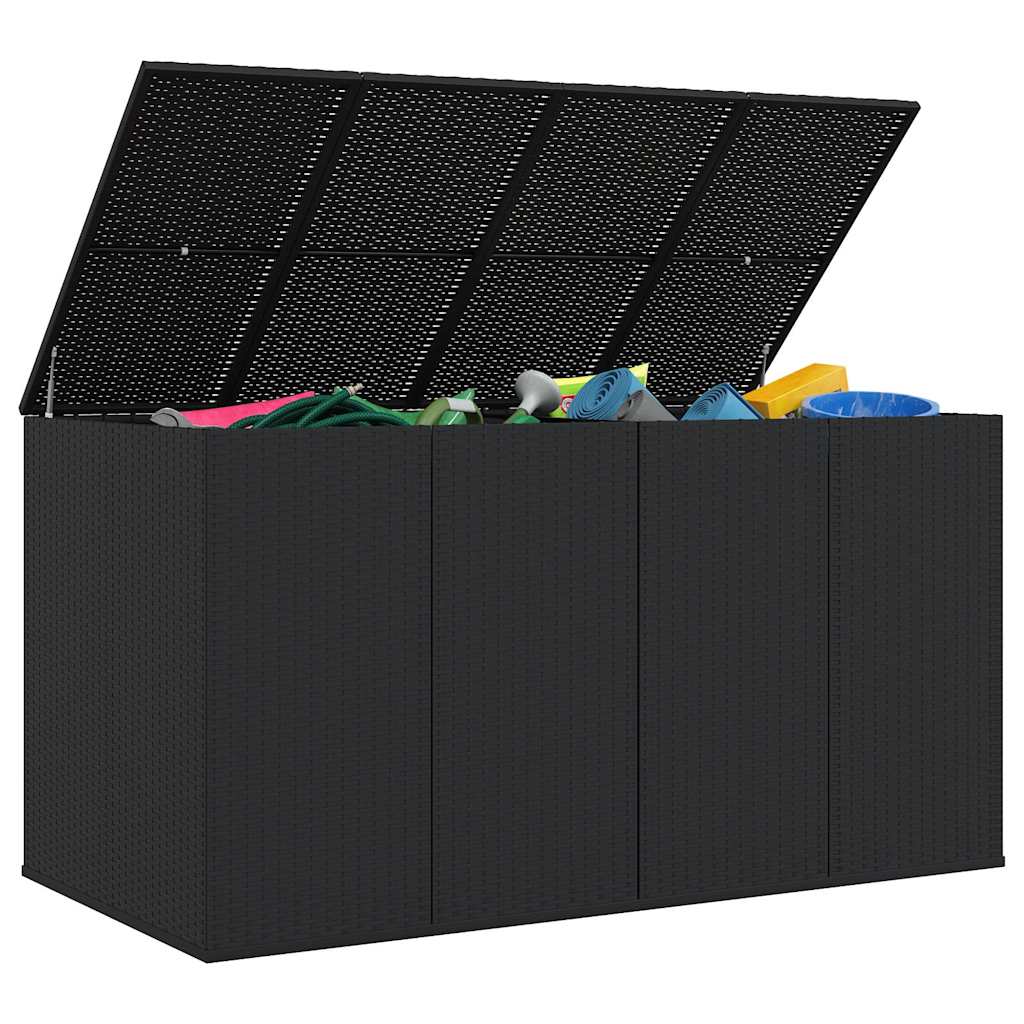 Garden Cushion Box PE Rattan 194x100x103 cm Black