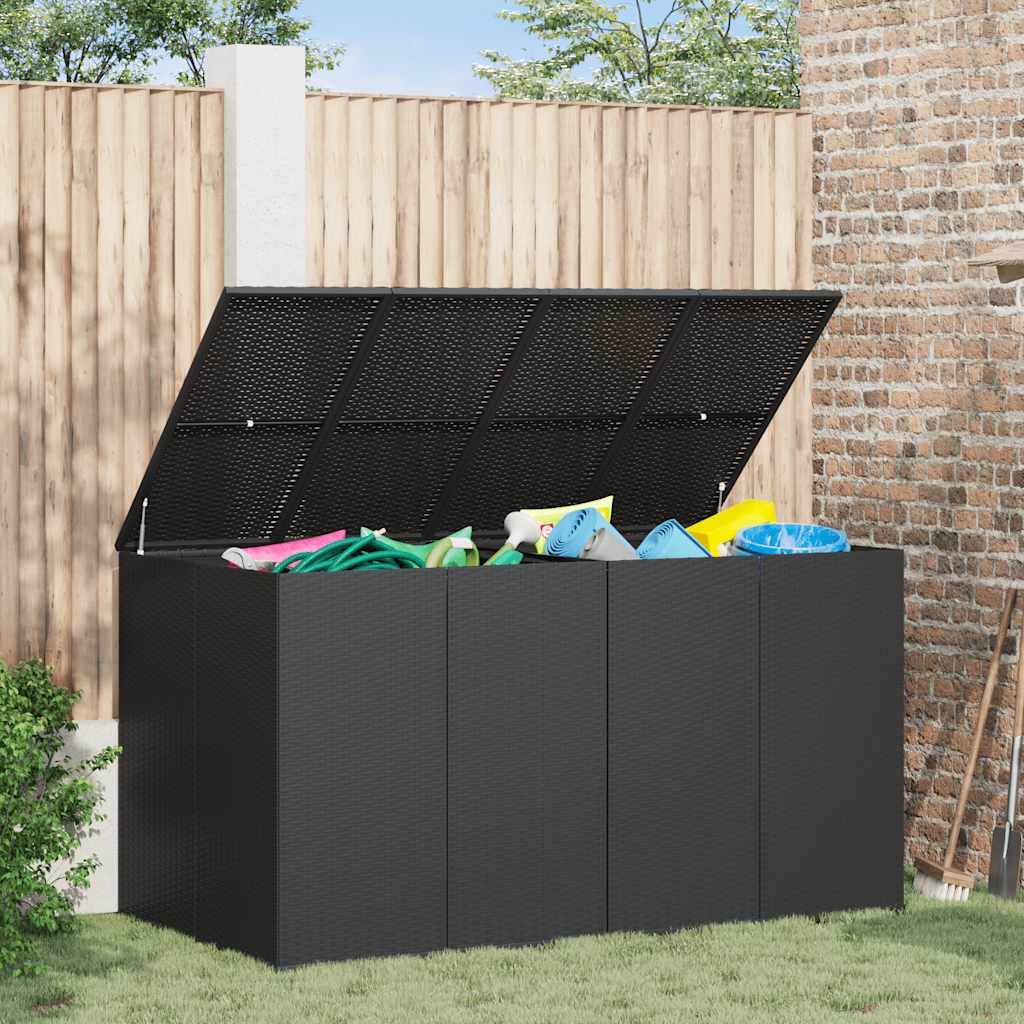 Garden Cushion Box PE Rattan 194x100x103 cm Black