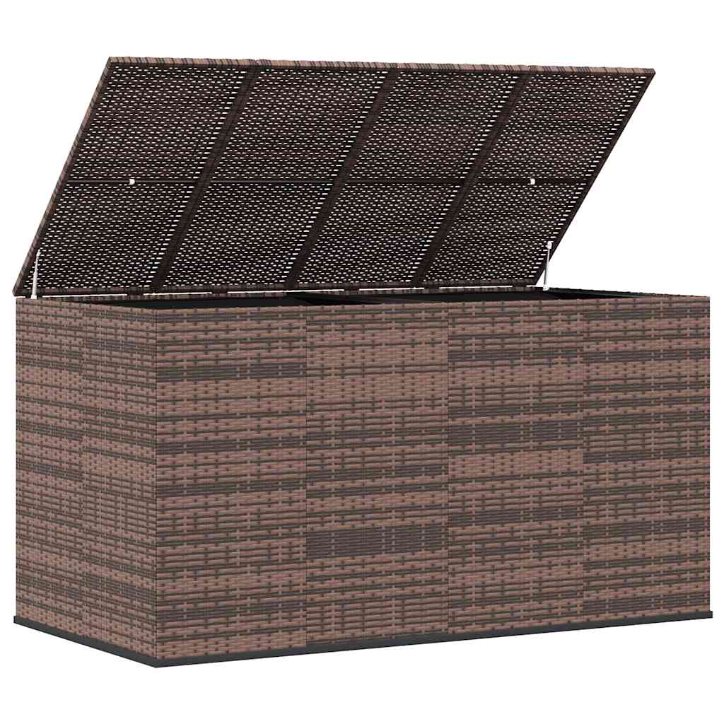 Garden Cushion Box PE Rattan 194x100x103 cm Brown