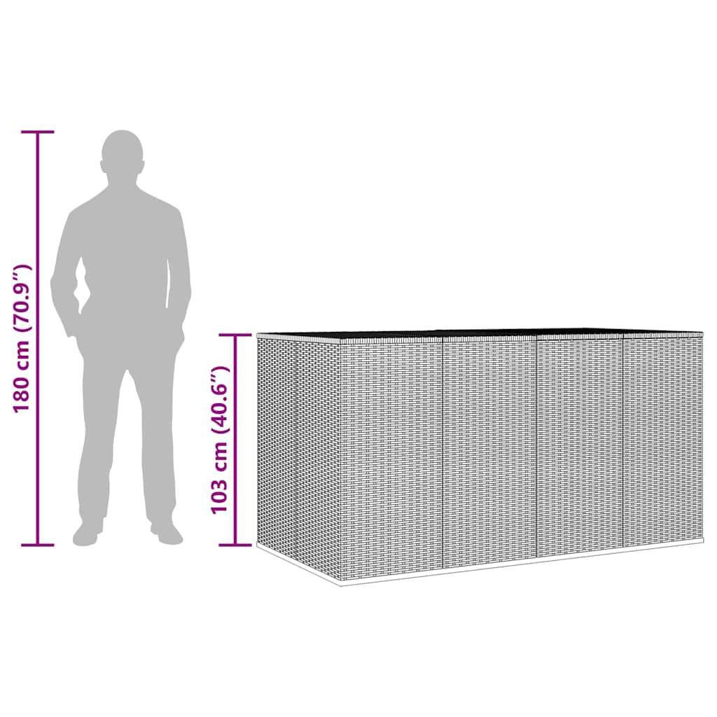 Garden Cushion Box PE Rattan 194x100x103 cm Brown