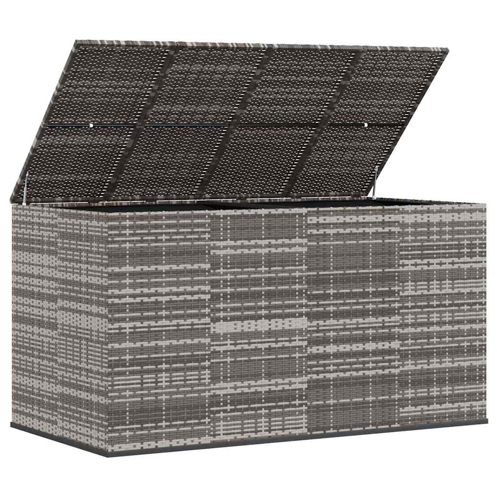 Garden Cushion Box PE Rattan 194x100x103 cm Grey