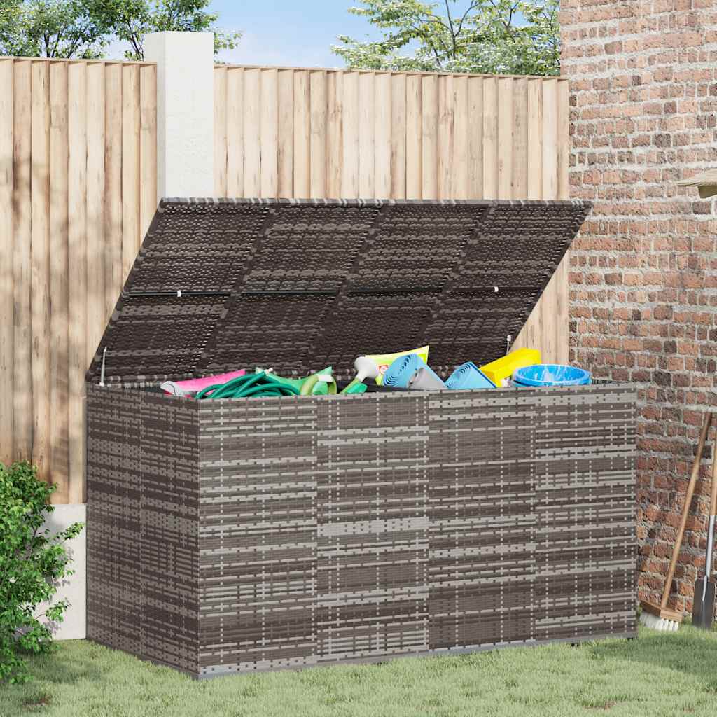 Garden Cushion Box PE Rattan 194x100x103 cm Grey