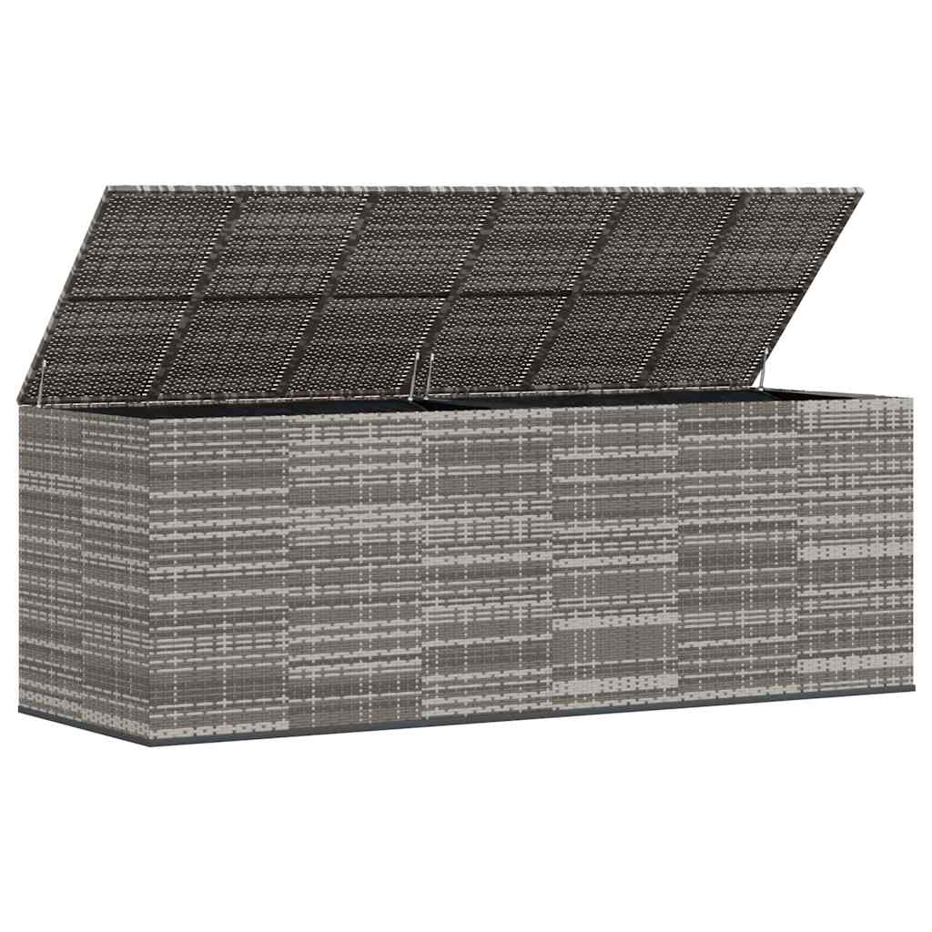 Garden Cushion Box PE Rattan 291x100.5x104 cm Grey