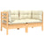 2-Seater Garden Sofa with Cream Cushions Solid Pinewood