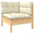 2-Seater Garden Sofa with Cream Cushions Solid Pinewood