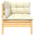 2-Seater Garden Sofa with Cream Cushions Solid Pinewood