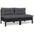 2-Seater Garden Sofa with Cushions Black Solid Pinewood