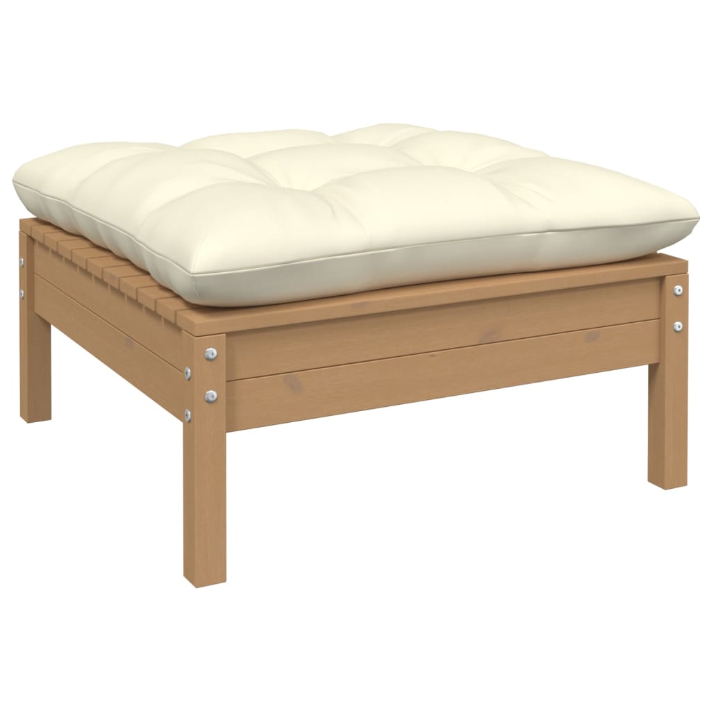 3 Piece Garden Lounge Set with Cream Cushions Solid Pinewood