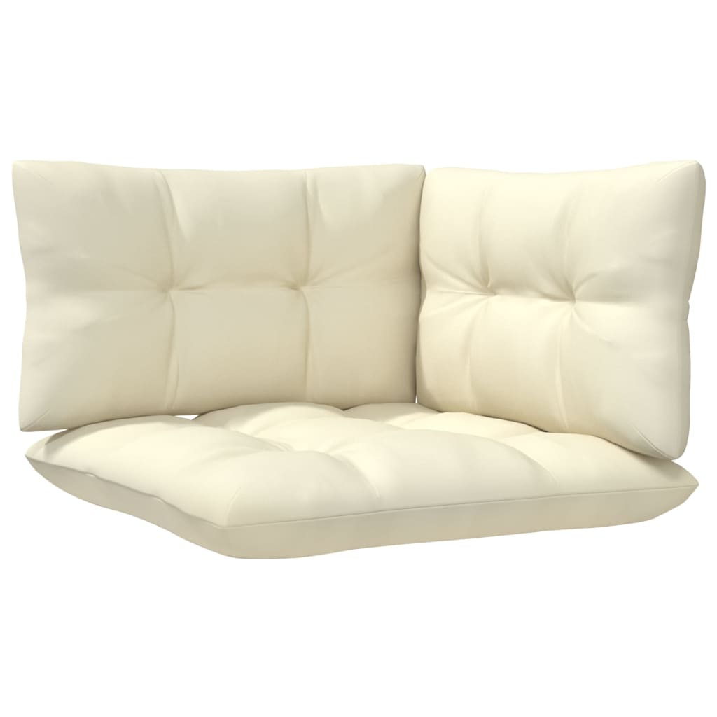 3 Piece Garden Lounge Set with Cream Cushions Solid Pinewood